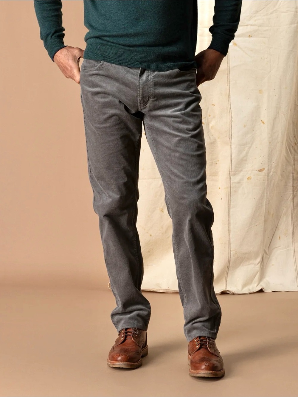 NWT Duck Head Holston Corduroy Five-Pocket Pants Brushed Nickel $108 MSRP
